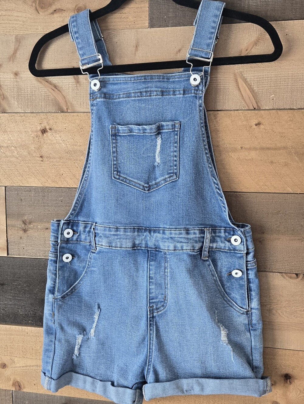 Light Wash Denim Short Overalls